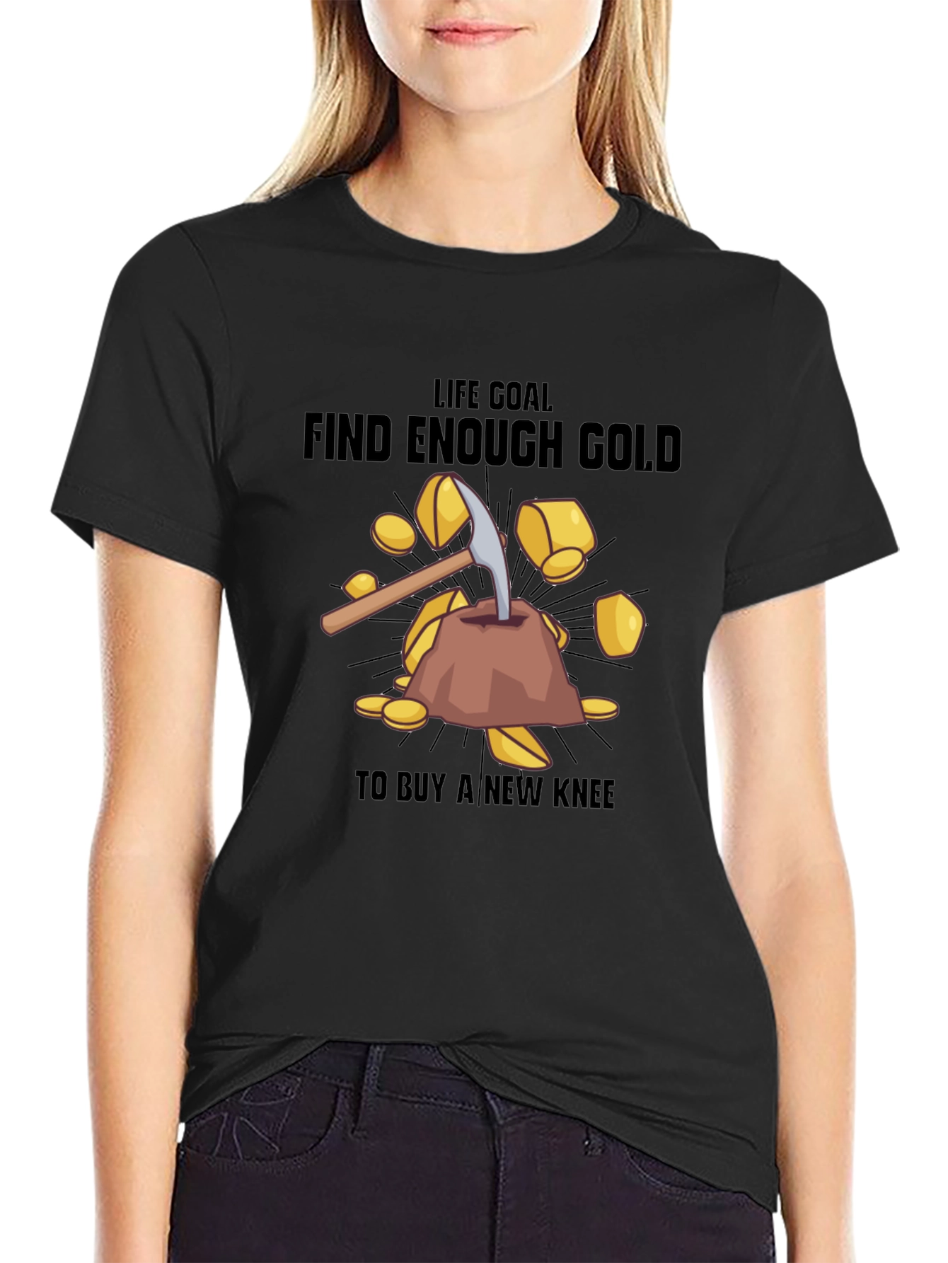 Find Enough Gold Black T-Shirt