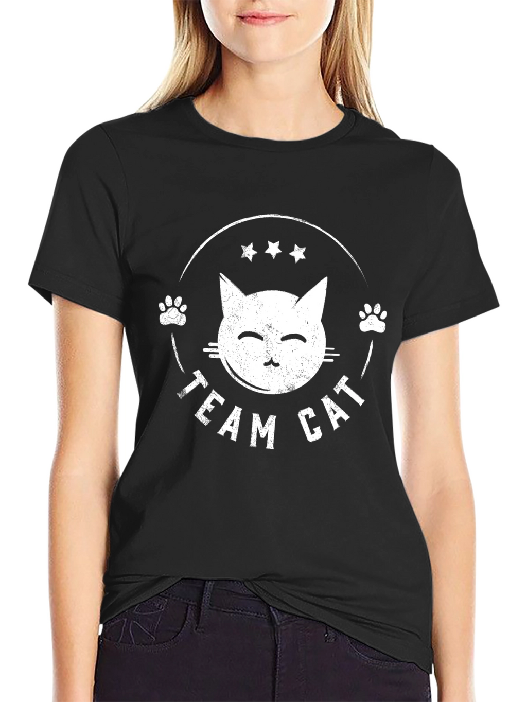 Team Cat Black T-Shirt - Cute Cat Graphic Tee