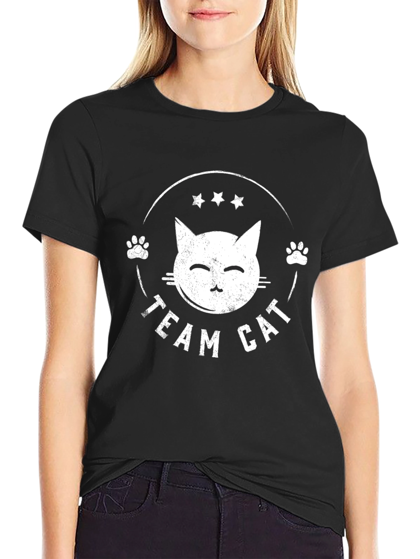Team Cat Black T-Shirt - Cute Cat Graphic Tee