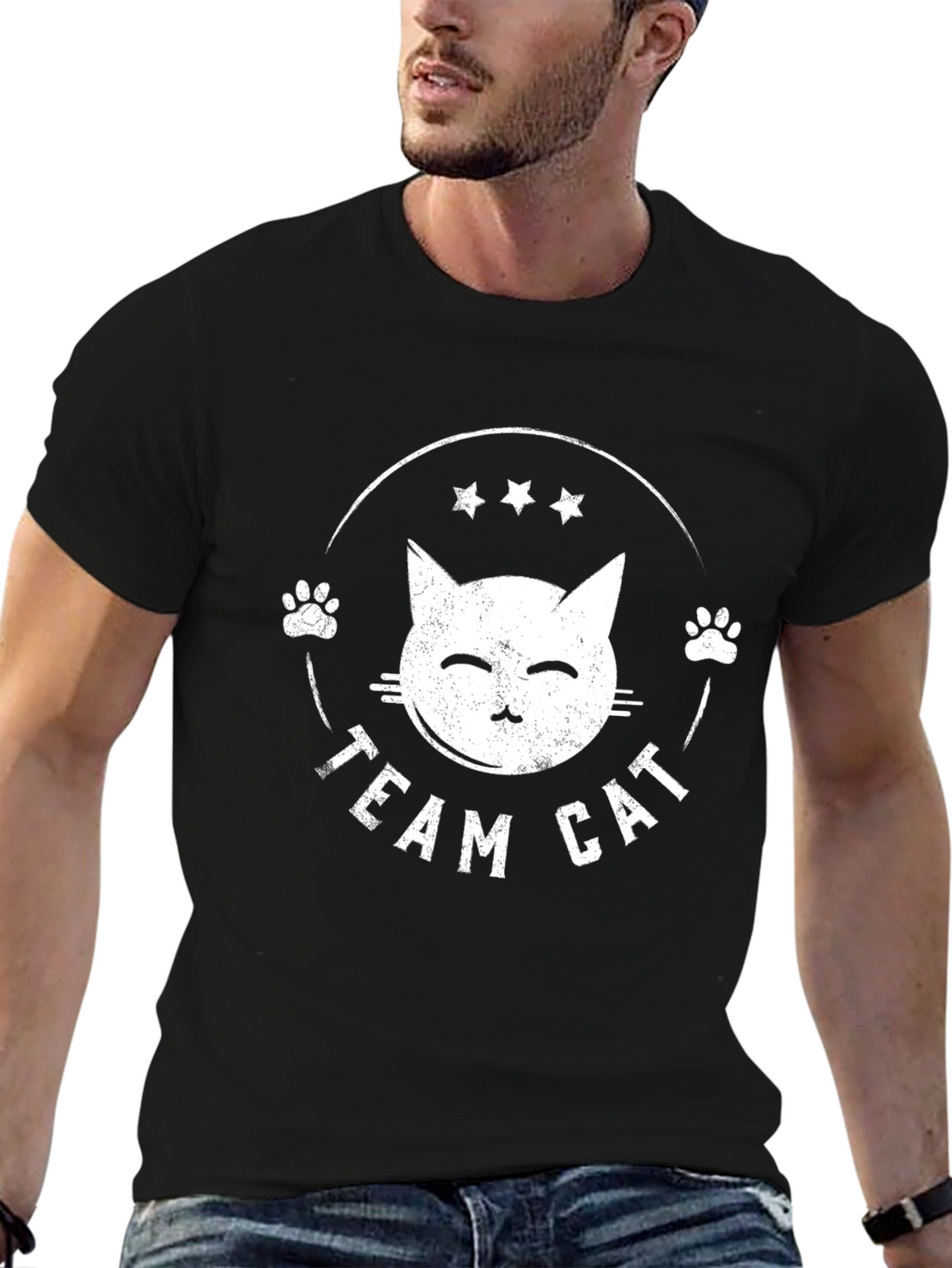 Team Cat Black T-Shirt - Cute Cat Graphic Tee