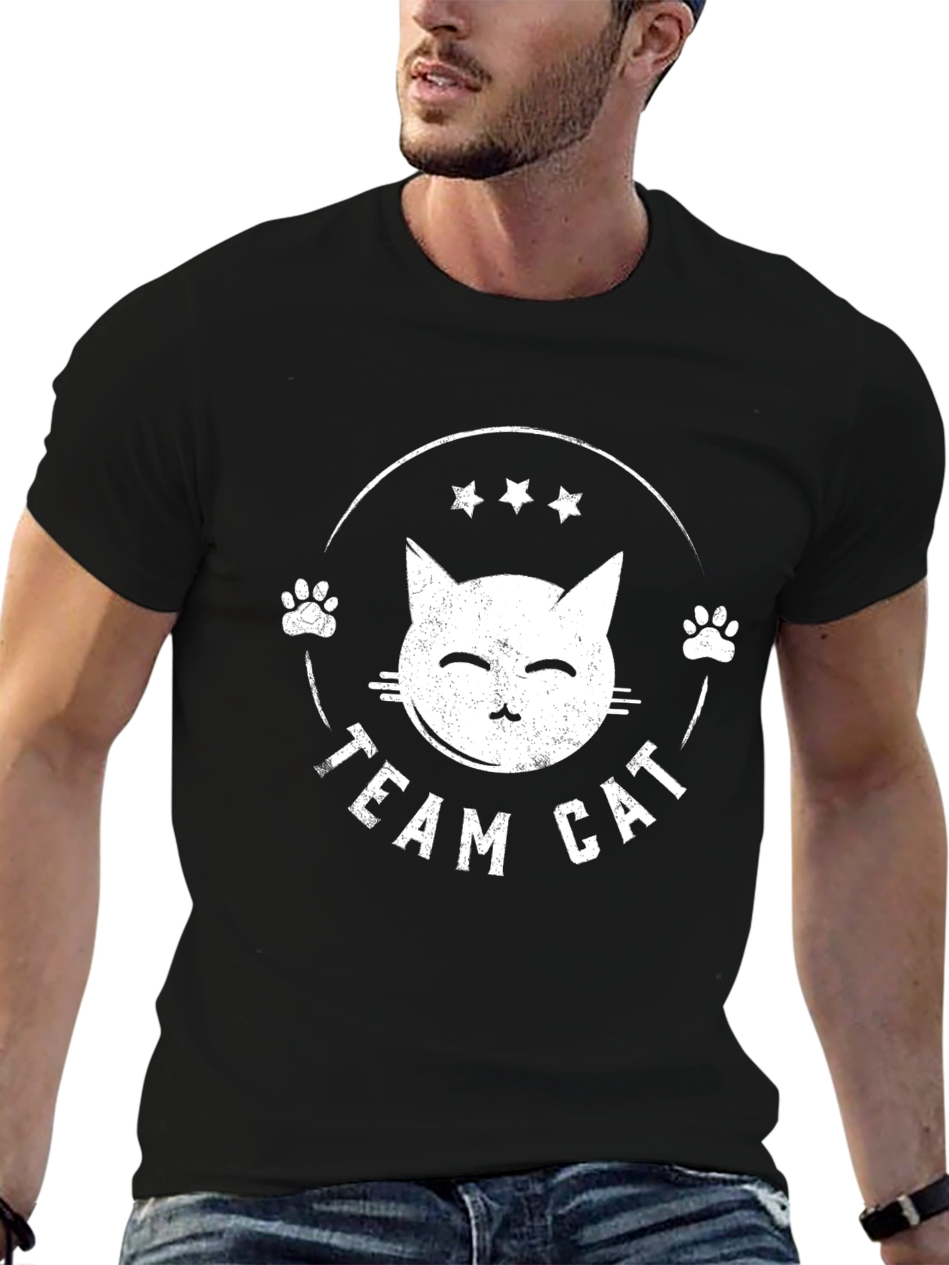 Team Cat Black T-Shirt - Cute Cat Graphic Tee