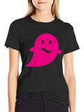 Pink Ghost Graphic Black T-Shirt