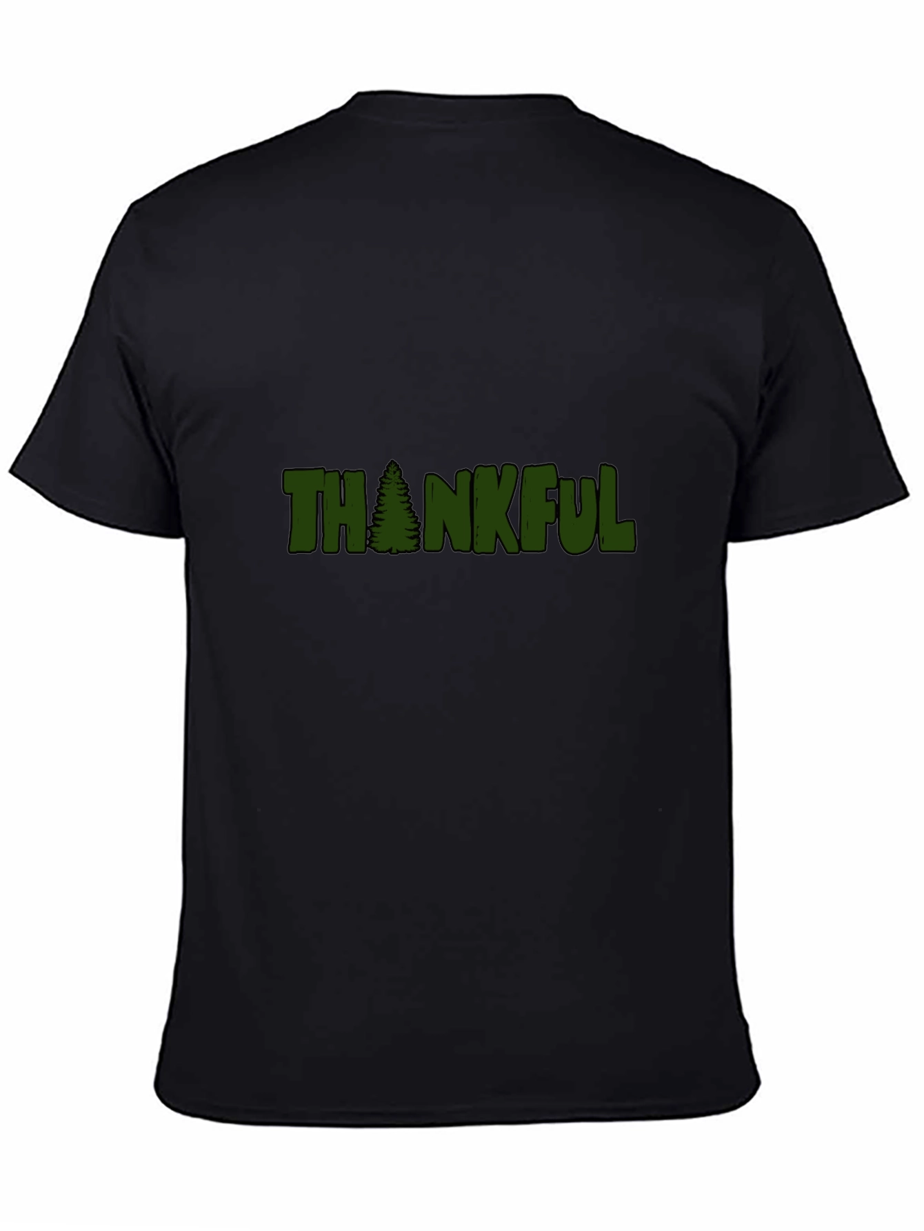 Thankful Tree Graphic Tee - Black Cotton T-Shirt