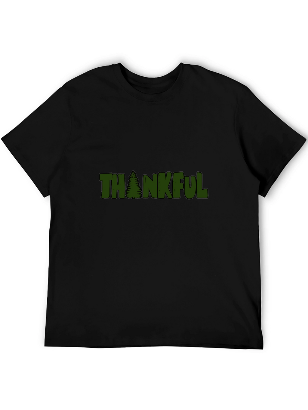 Thankful Tree Graphic Tee - Black Cotton T-Shirt
