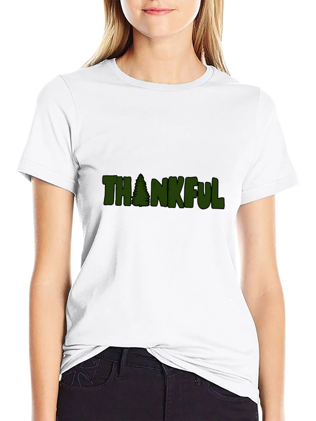 Thankful Tree Graphic Tee - Black Cotton T-Shirt
