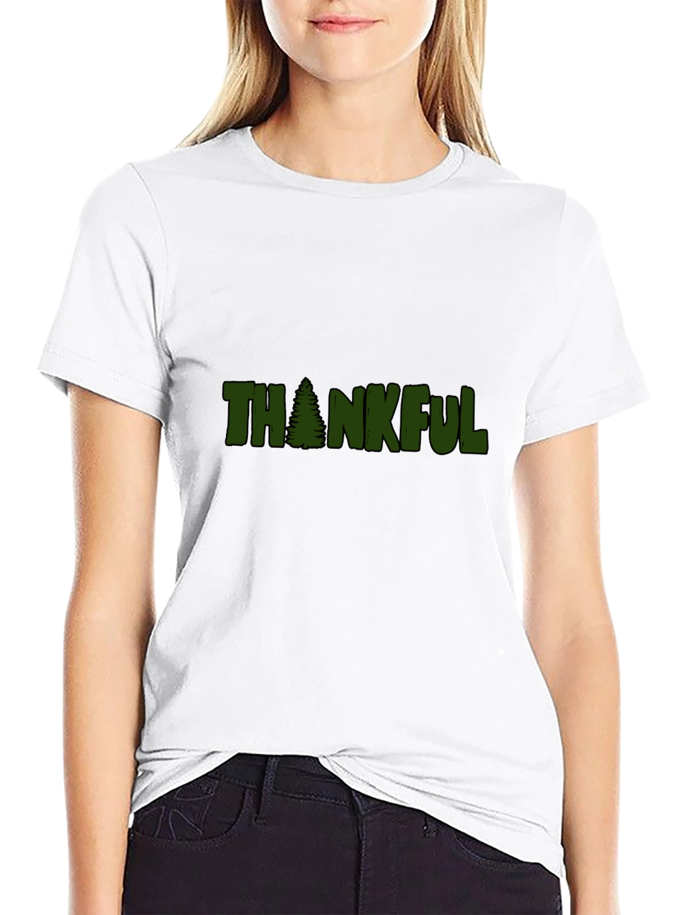 Thankful Tree Graphic Tee - Black Cotton T-Shirt