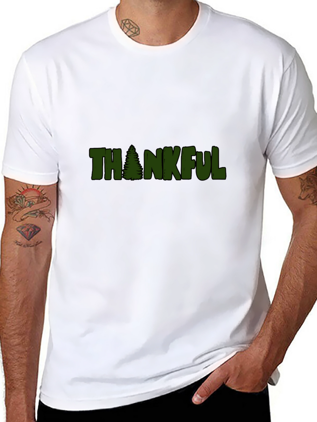 Thankful Tree Graphic Tee - Black Cotton T-Shirt