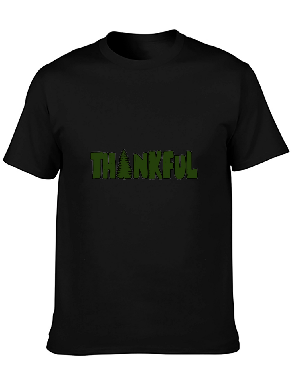 Thankful Tree Graphic Tee - Black Cotton T-Shirt