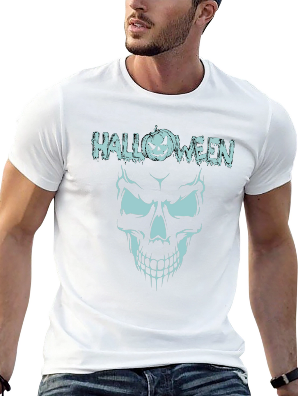 Halloween Skull Graphic Tee - Spooky Season Shirt