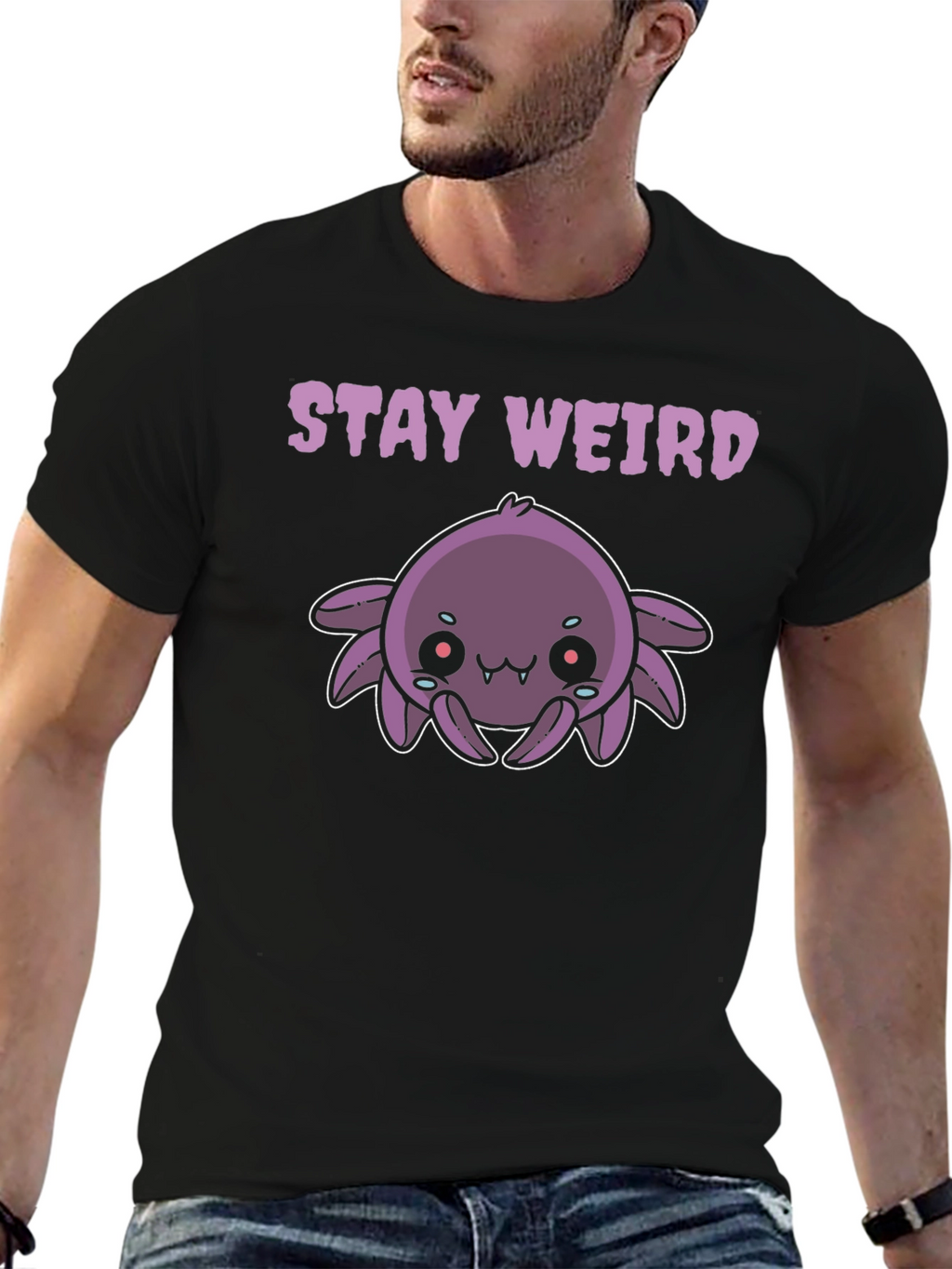 Stay Weird Purple Spider Graphic Tee