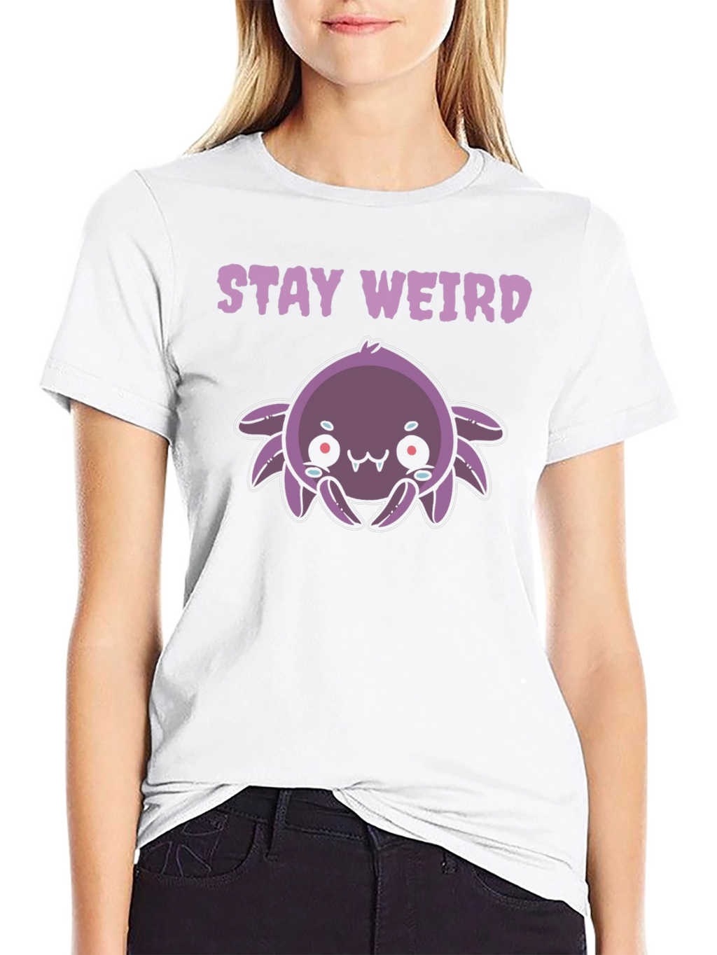 Stay Weird Purple Spider Graphic Tee