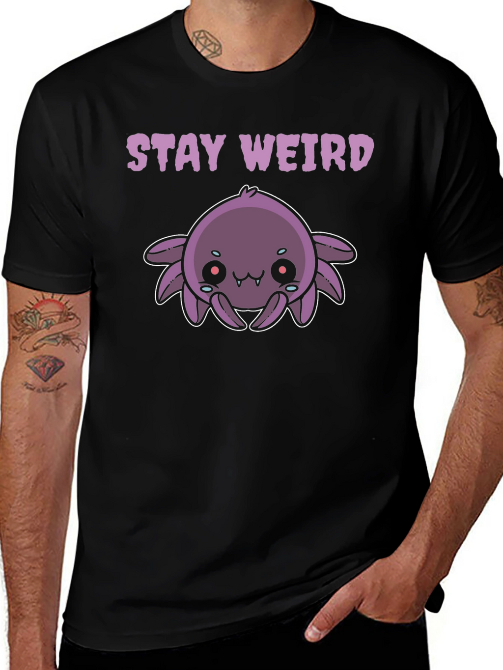 Stay Weird Purple Spider Graphic Tee