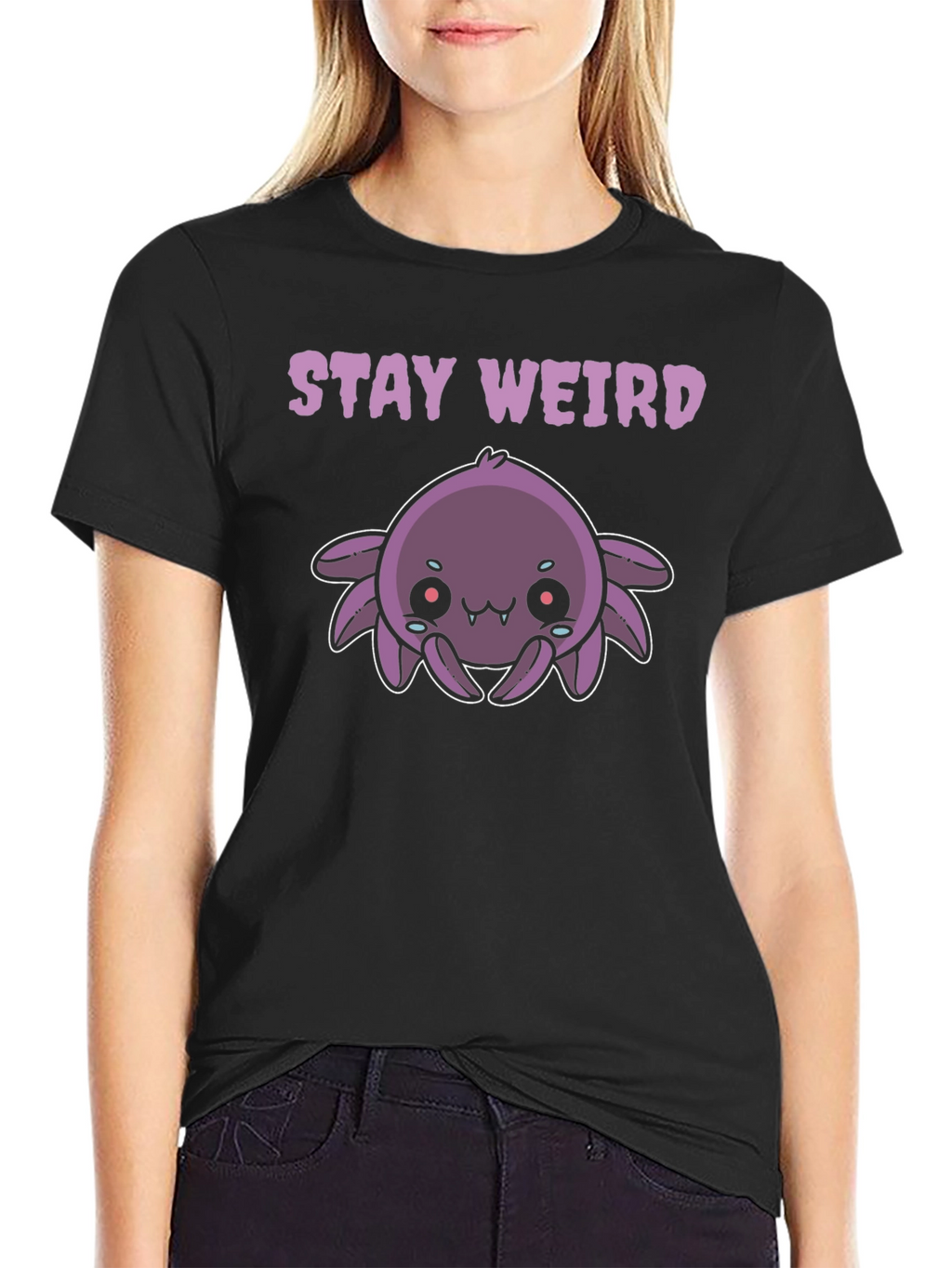 Stay Weird Purple Spider Graphic Tee