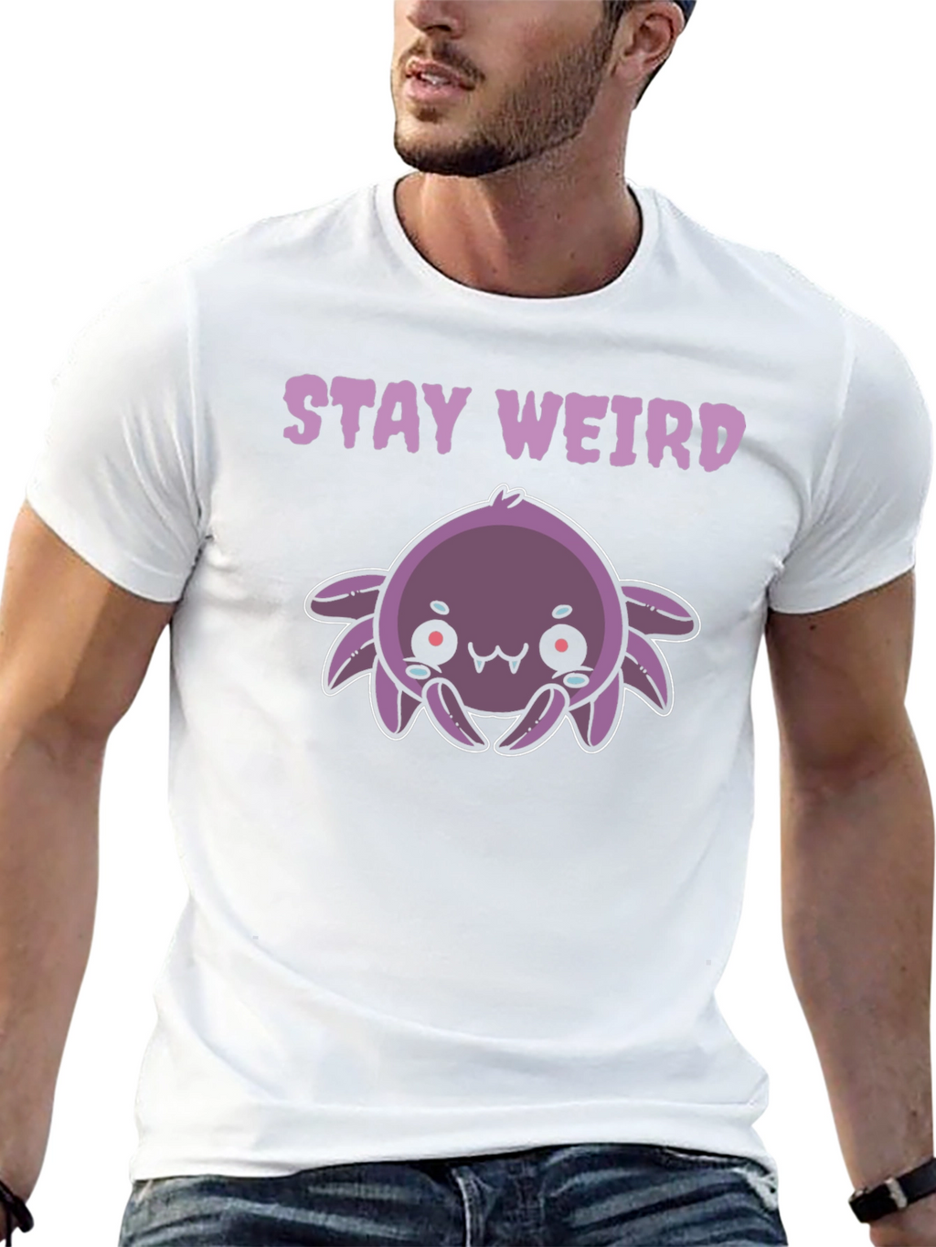 Stay Weird Purple Spider Graphic Tee