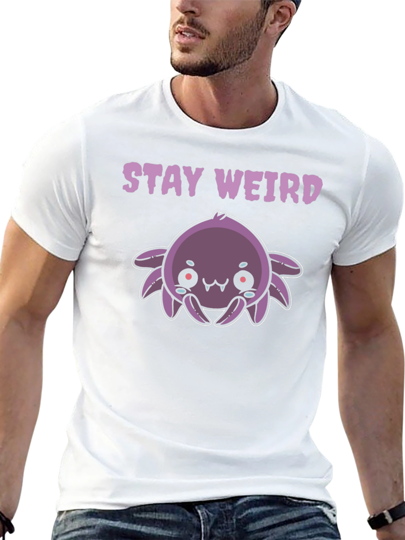 Stay Weird Purple Spider Graphic Tee