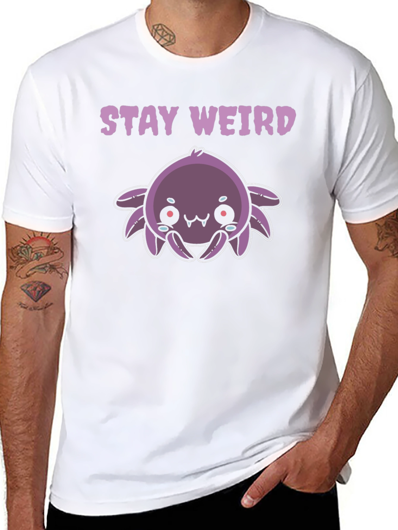 Stay Weird Purple Spider Graphic Tee