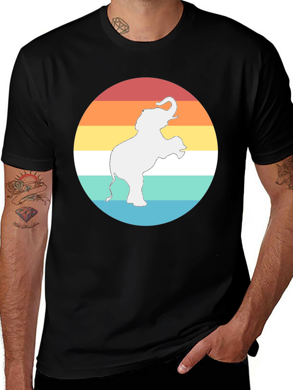 Elephant Sunset Graphic Tee