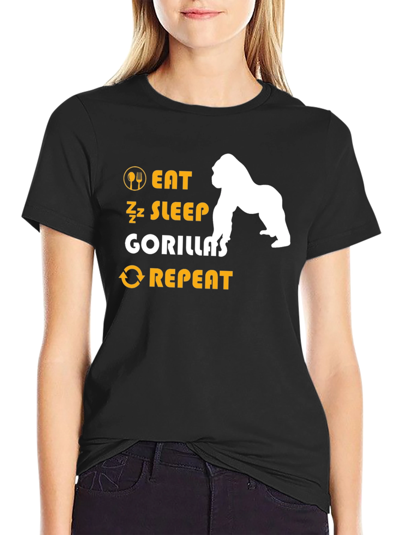 Eat Sleep Gorillas Repeat T-Shirt - Black