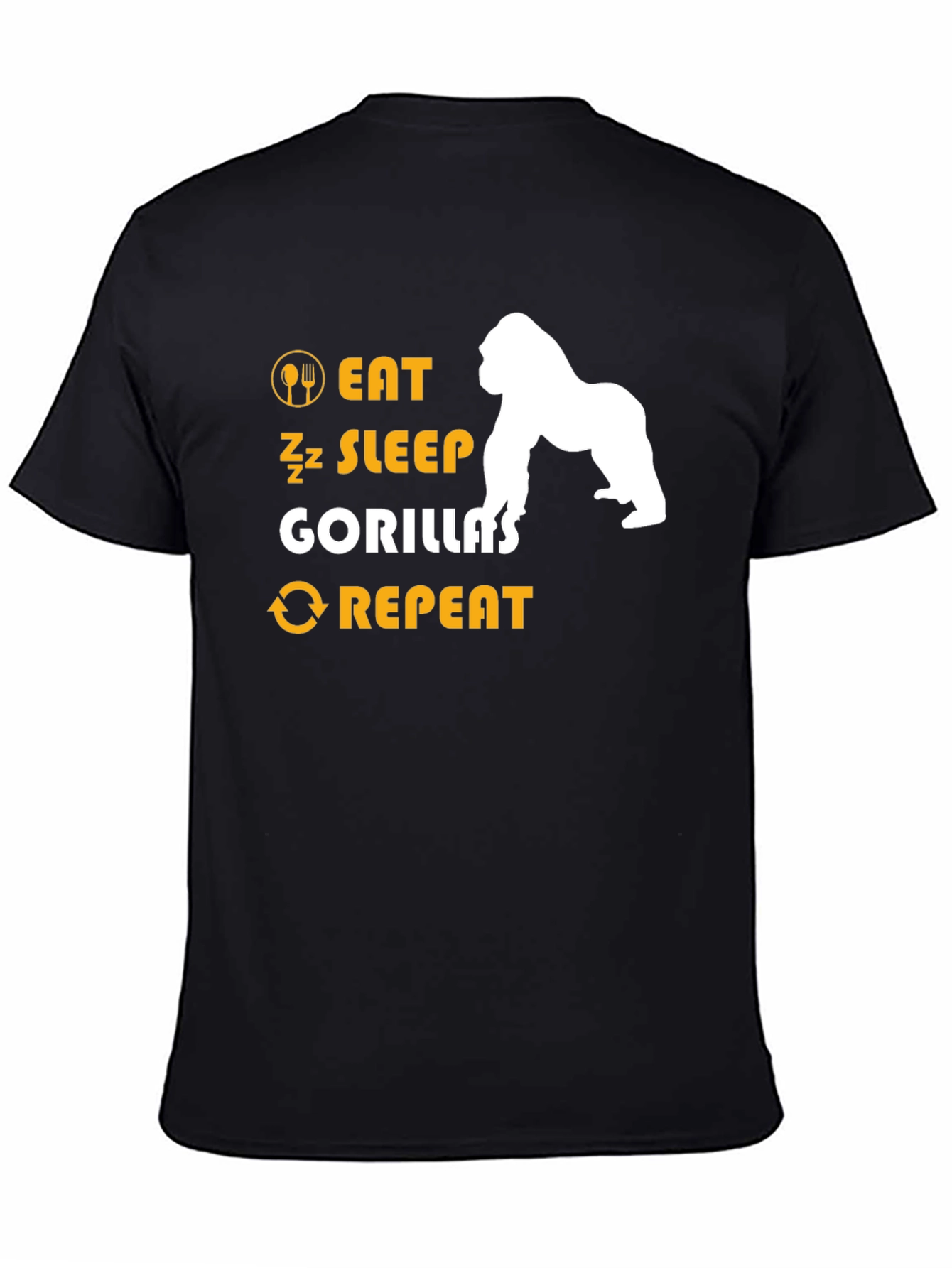 Eat Sleep Gorillas Repeat T-Shirt - Black
