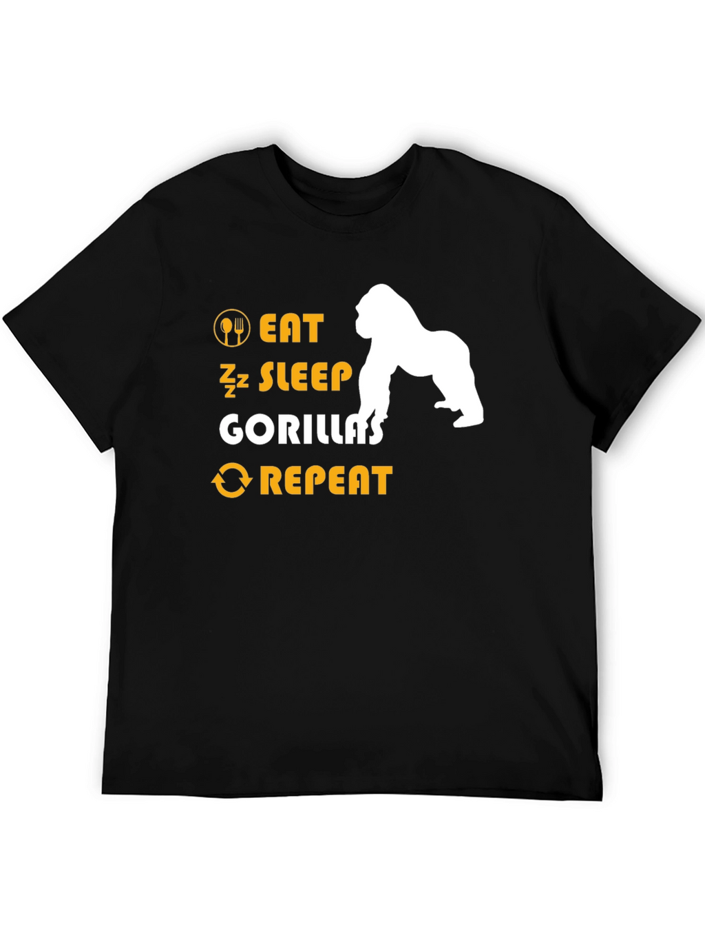 Eat Sleep Gorillas Repeat T-Shirt - Black