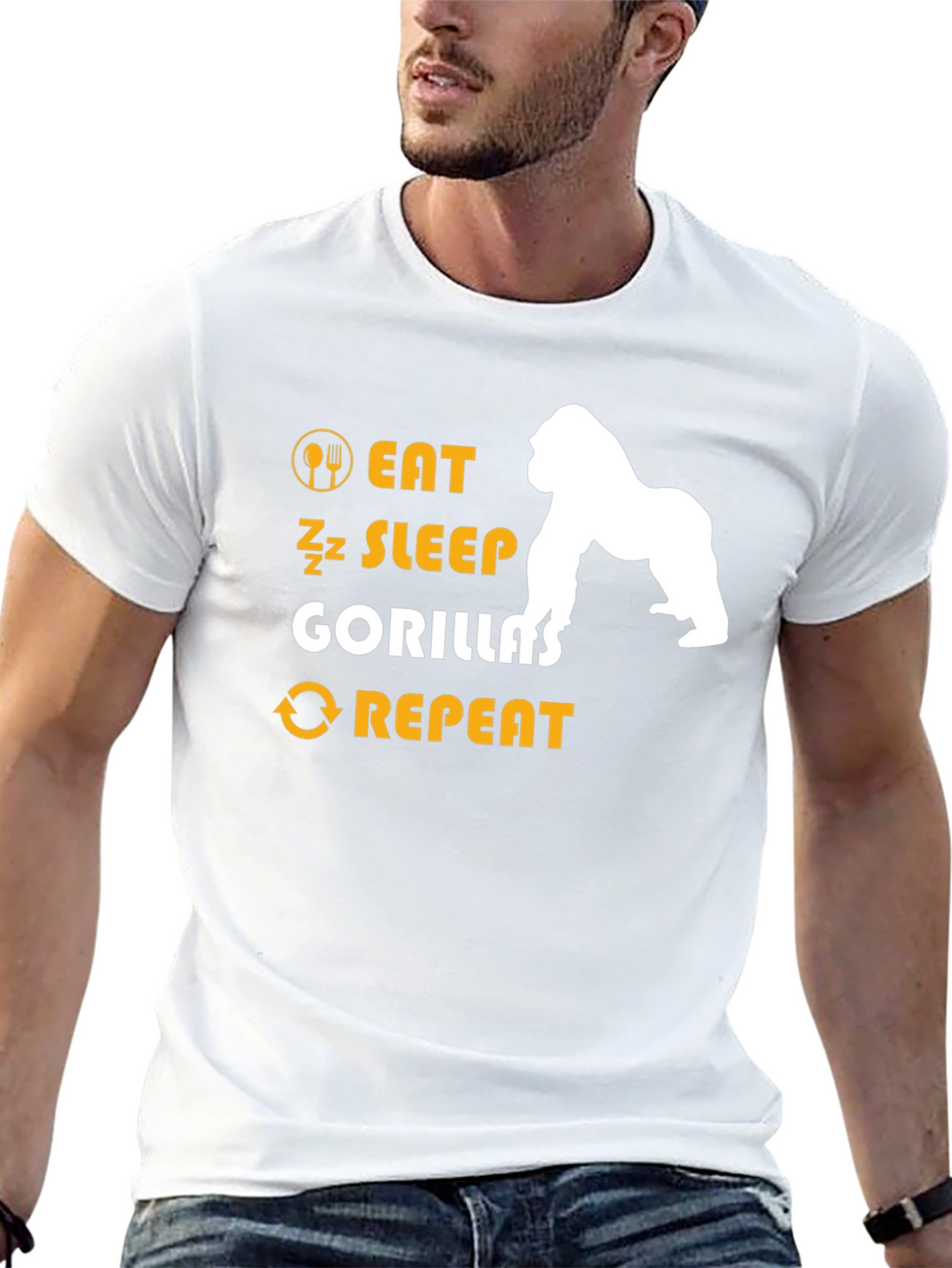Eat Sleep Gorillas Repeat T-Shirt - Black