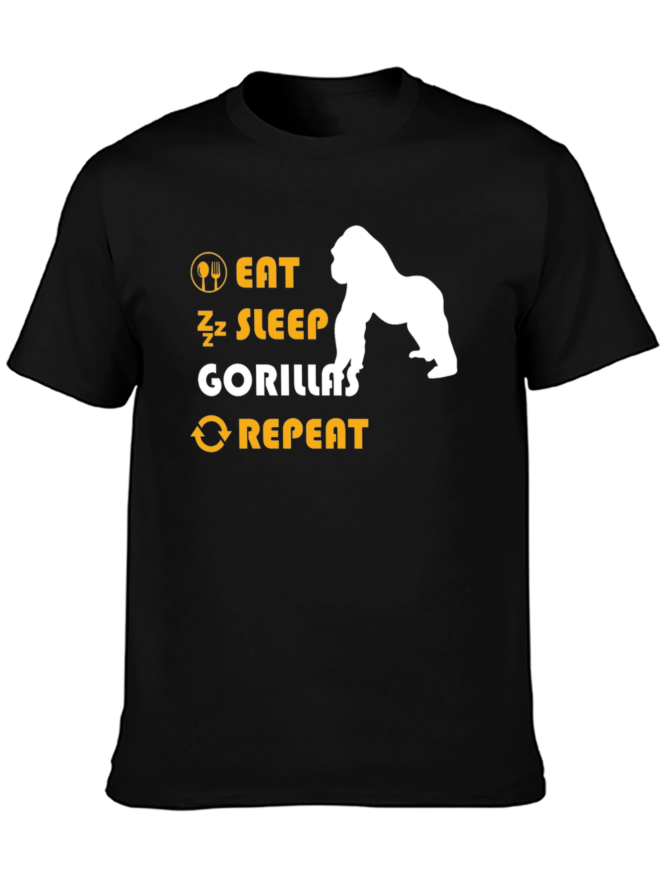 Eat Sleep Gorillas Repeat T-Shirt - Black