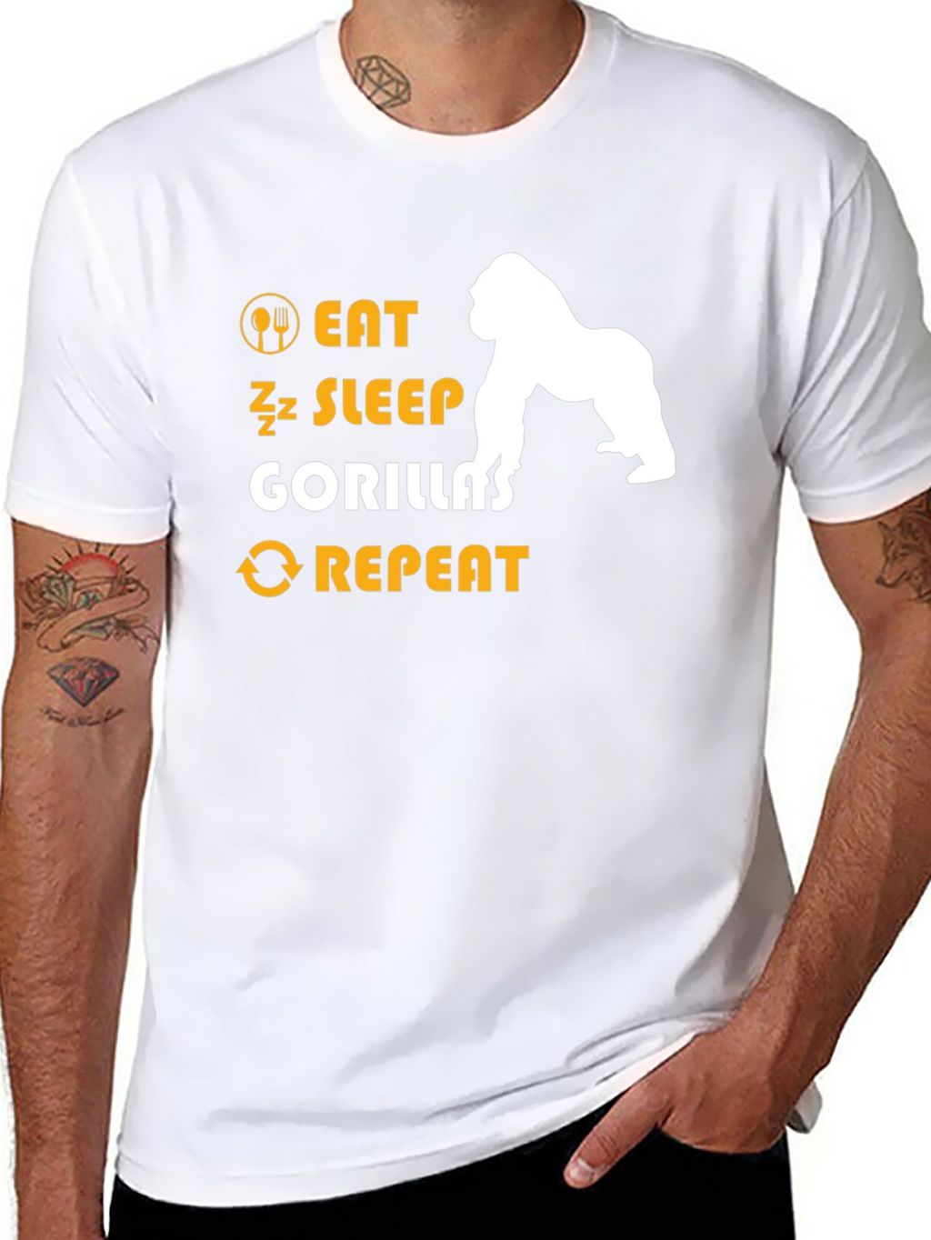 Eat Sleep Gorillas Repeat T-Shirt - Black