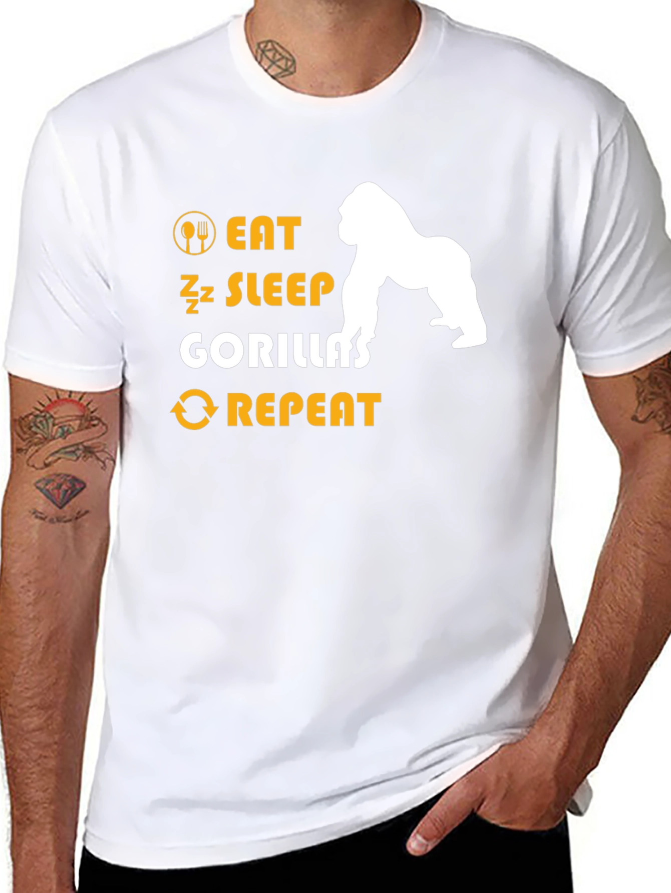 Eat Sleep Gorillas Repeat T-Shirt - Black