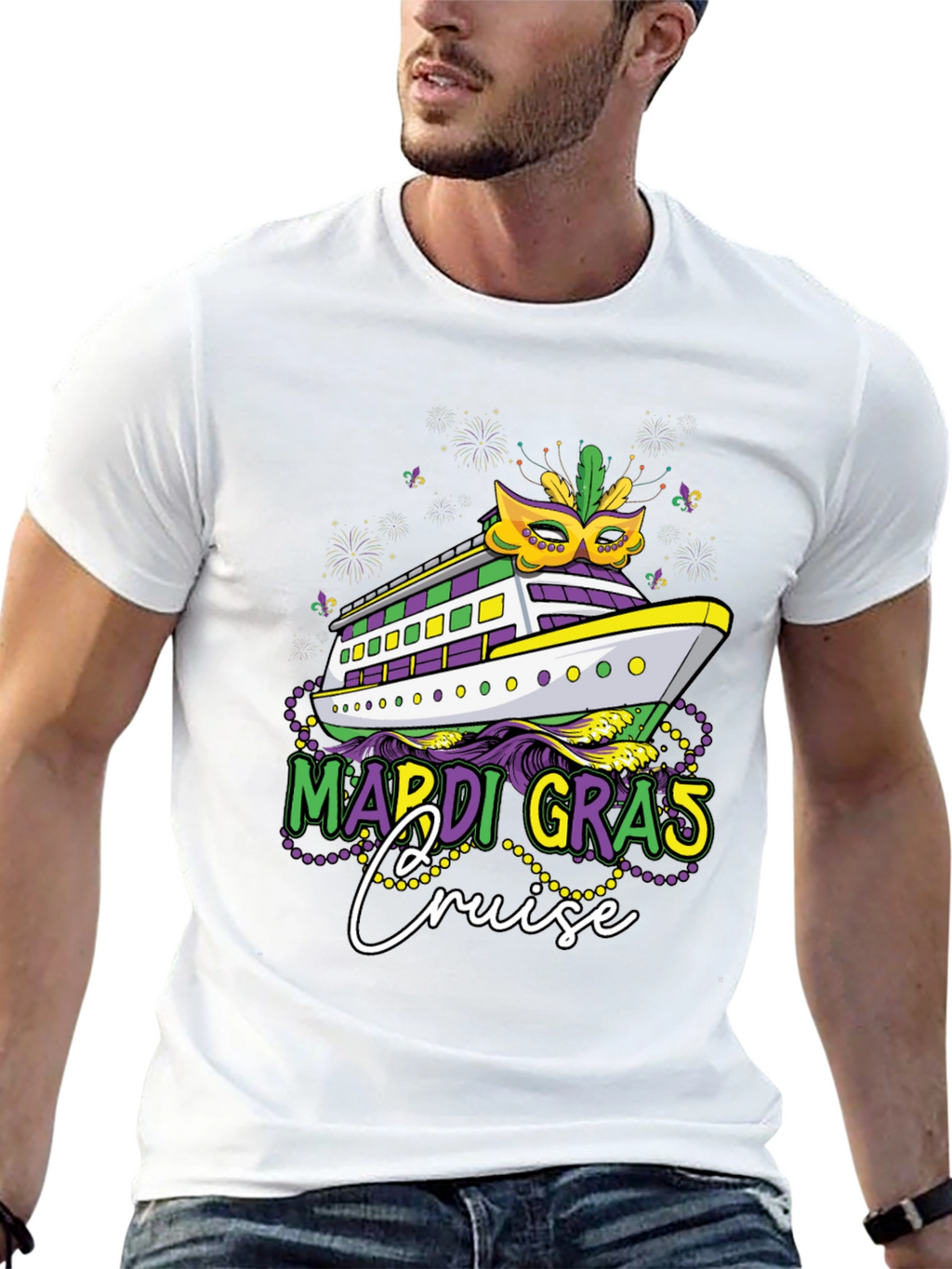 Mardi Gras Cruise T-Shirt - Mens Black Tee