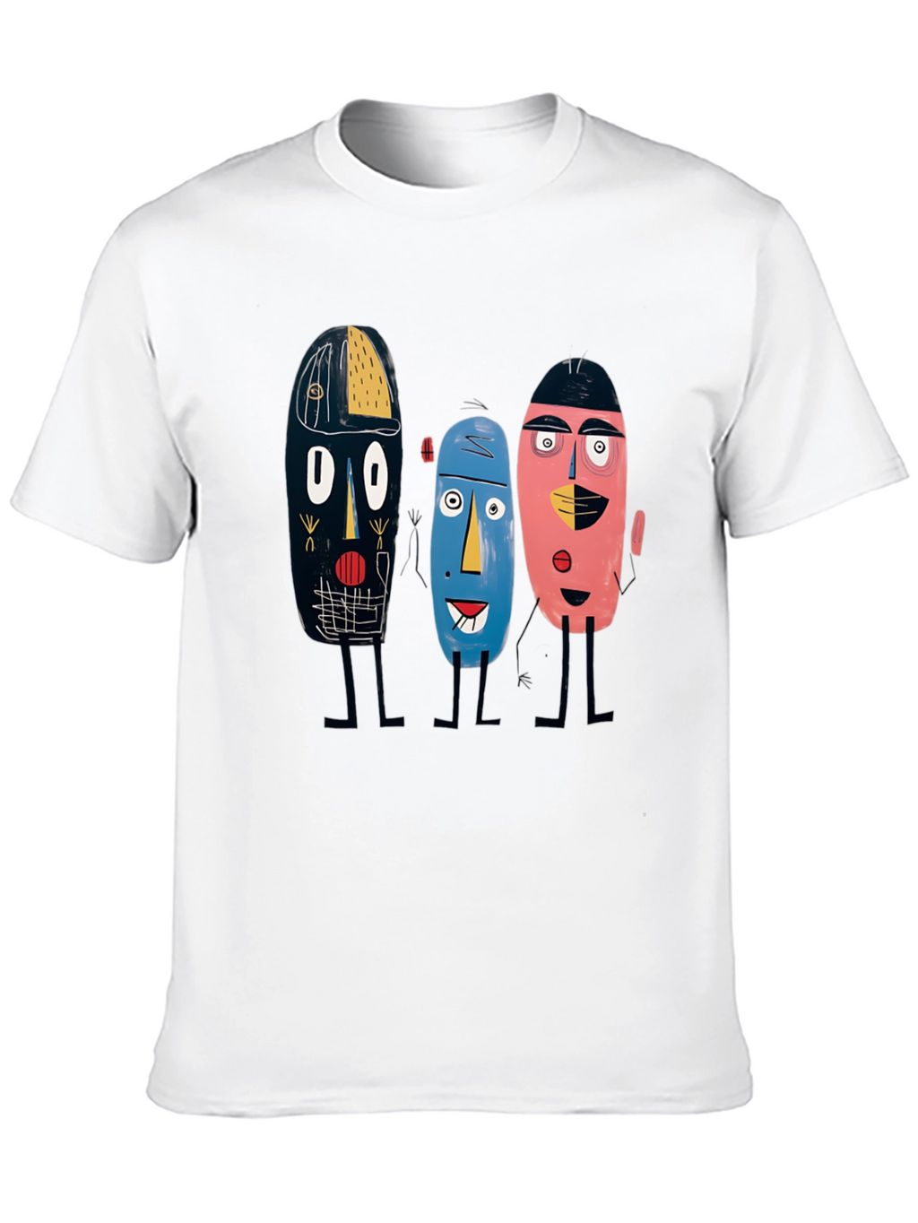 Abstract Faces Graphic Tee - Unique Design Soft Cotton