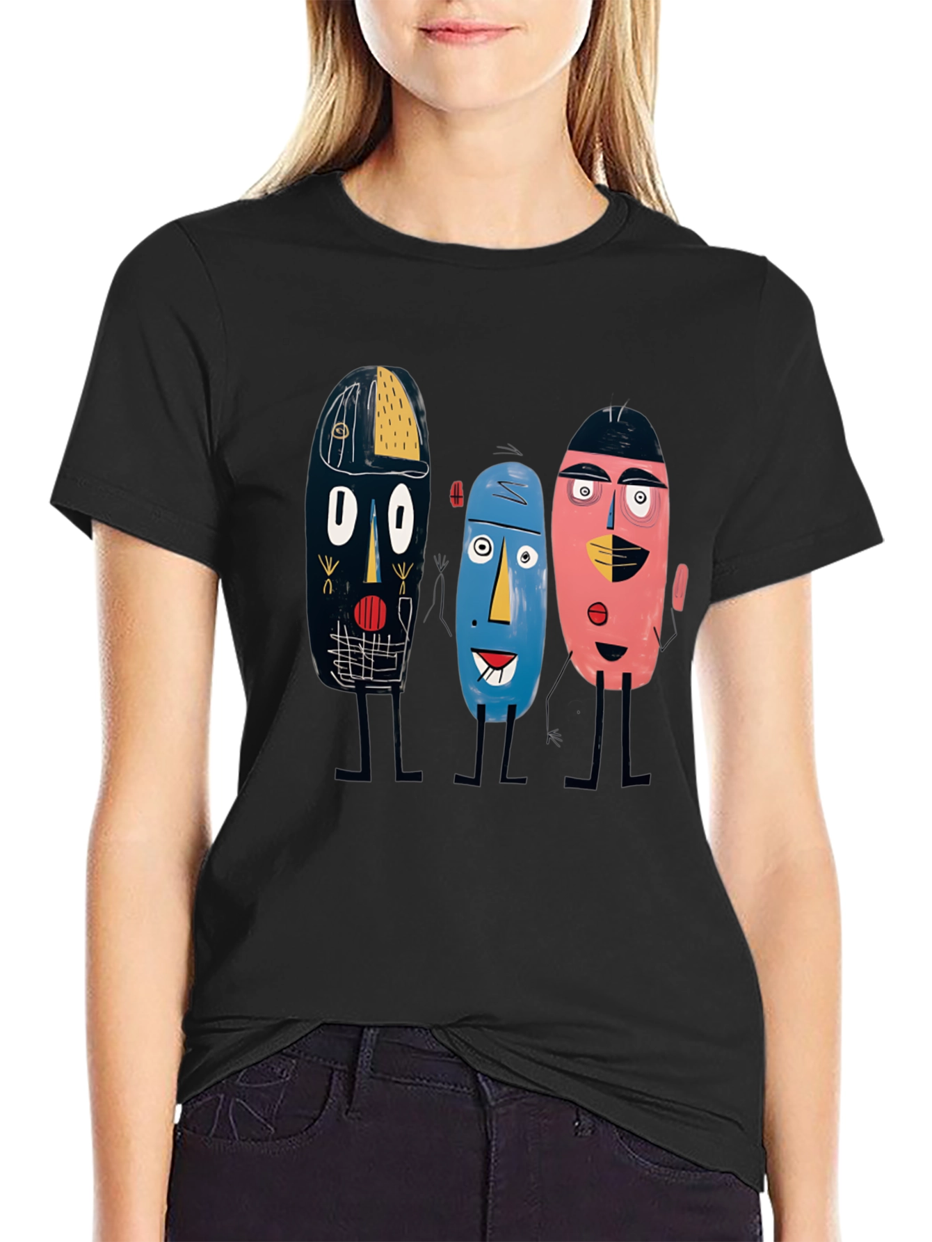 Abstract Faces Graphic Tee - Unique Design Soft Cotton