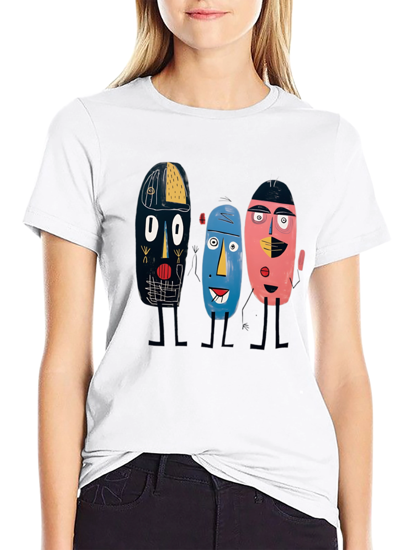 Abstract Faces Graphic Tee - Unique Design Soft Cotton