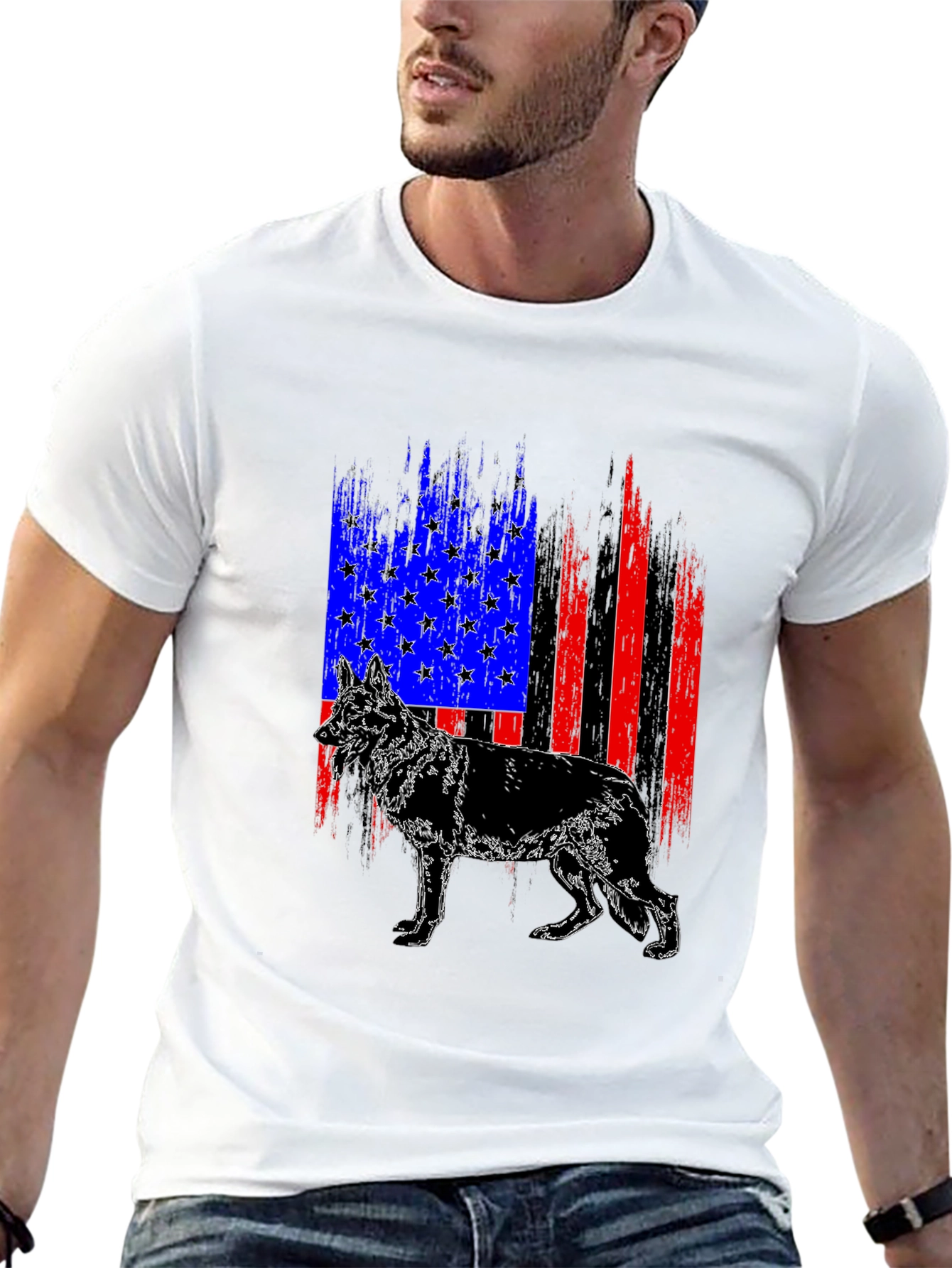 Patriotic German Shepherd American Flag T-Shirt