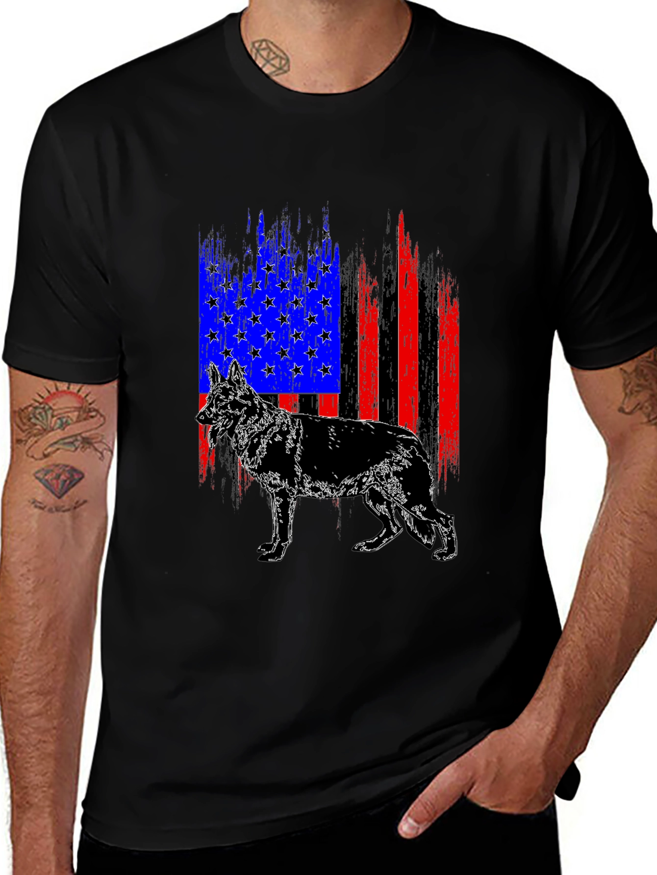 Patriotic German Shepherd American Flag T-Shirt