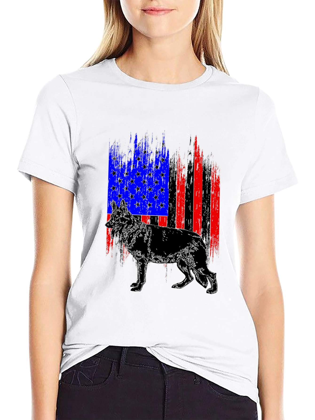 Patriotic German Shepherd American Flag T-Shirt