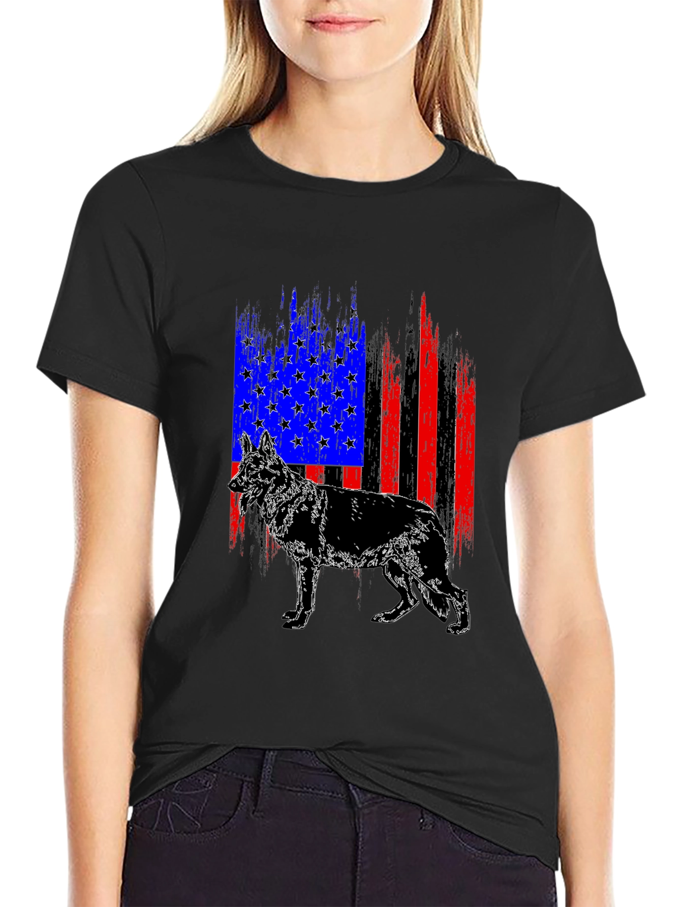 Patriotic German Shepherd American Flag T-Shirt