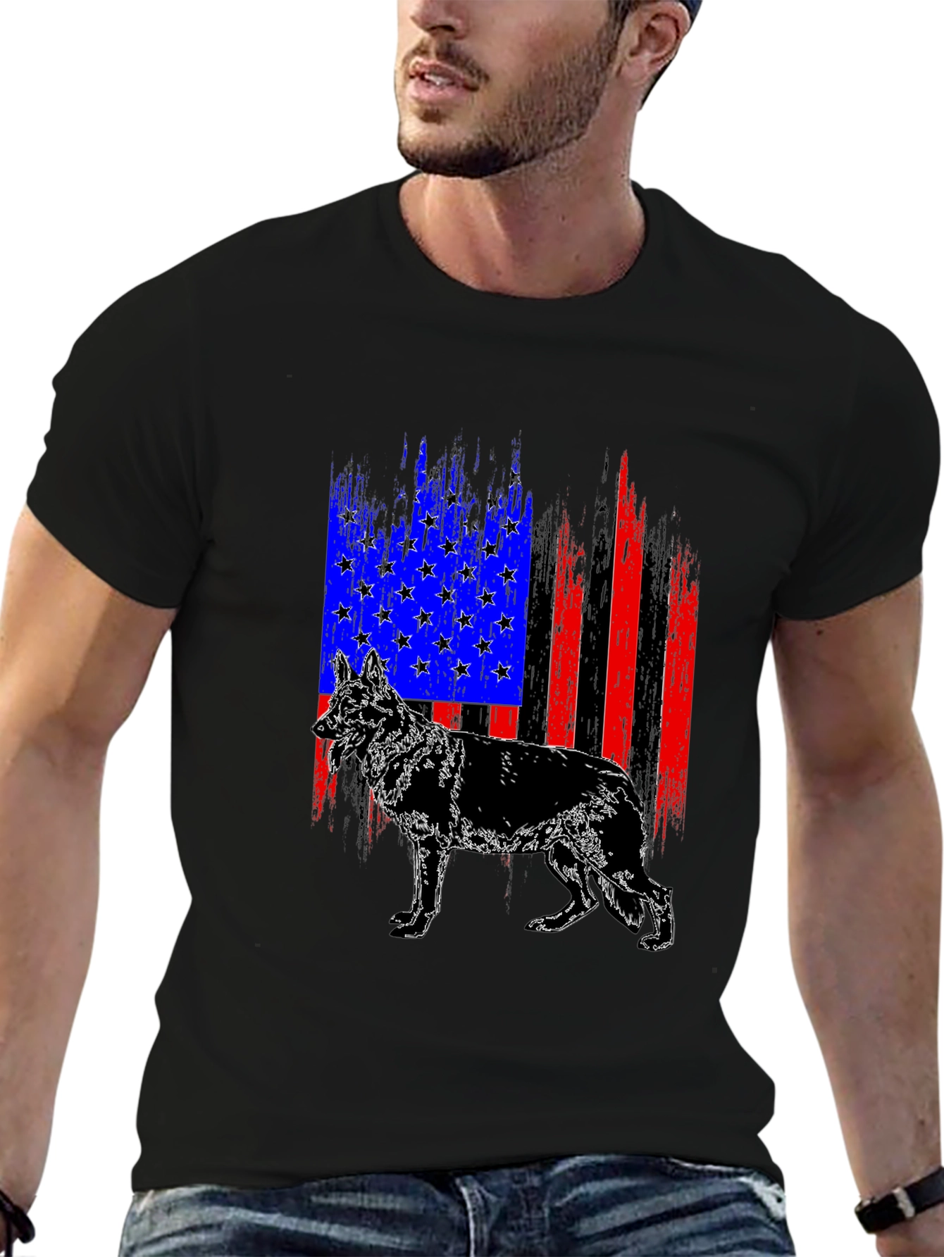 Patriotic German Shepherd American Flag T-Shirt