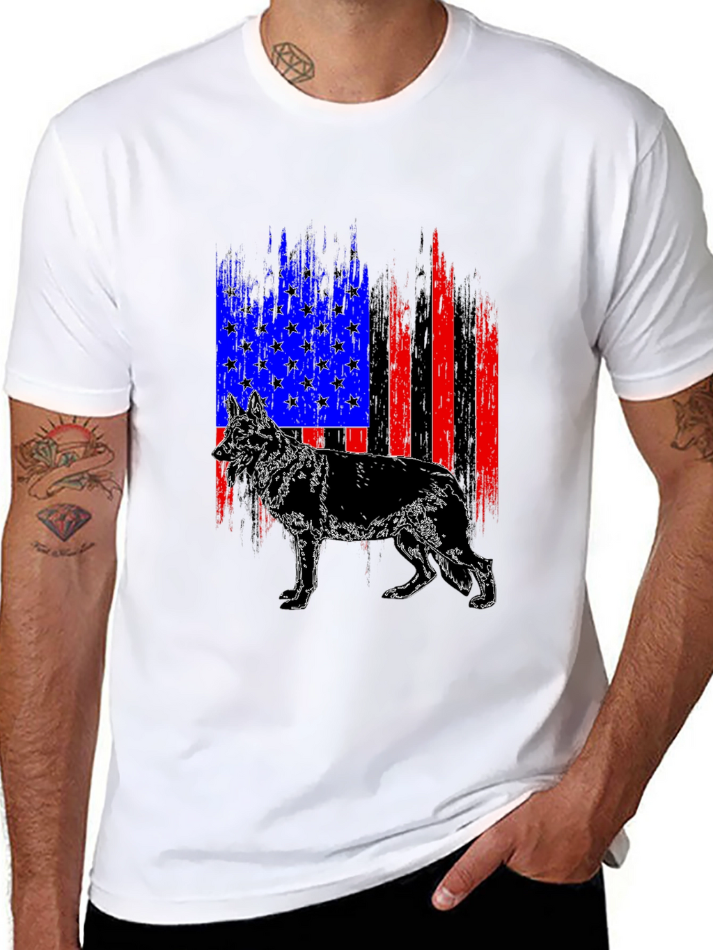 Patriotic German Shepherd American Flag T-Shirt