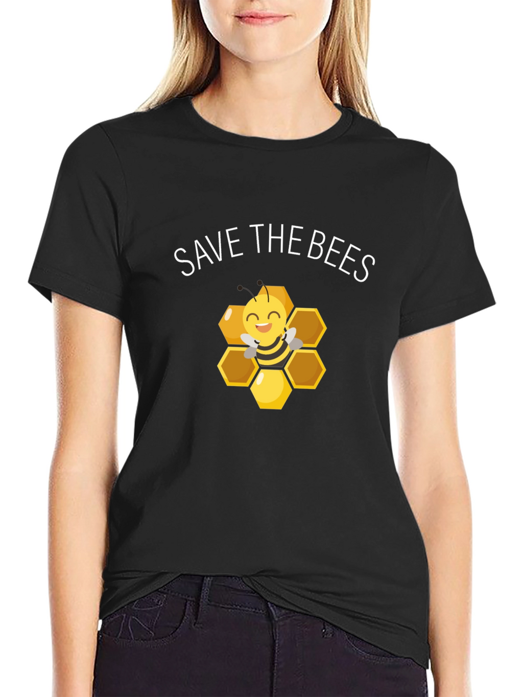 Save the Bees Graphic Tee - Honeycomb Design