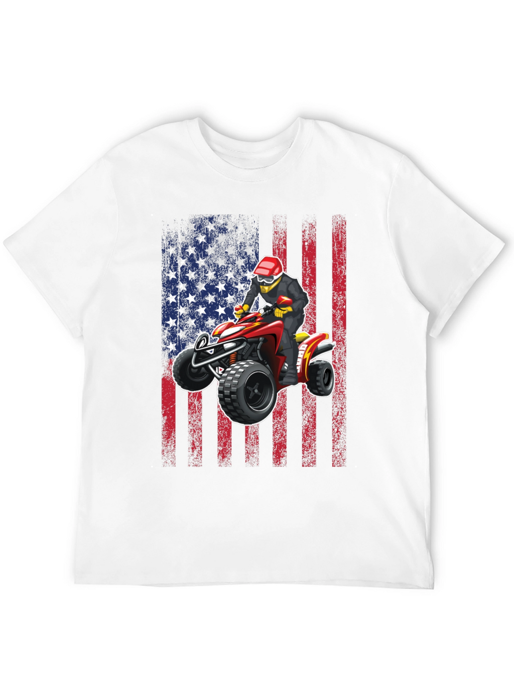 ATV Rider American Flag Graphic T-Shirt