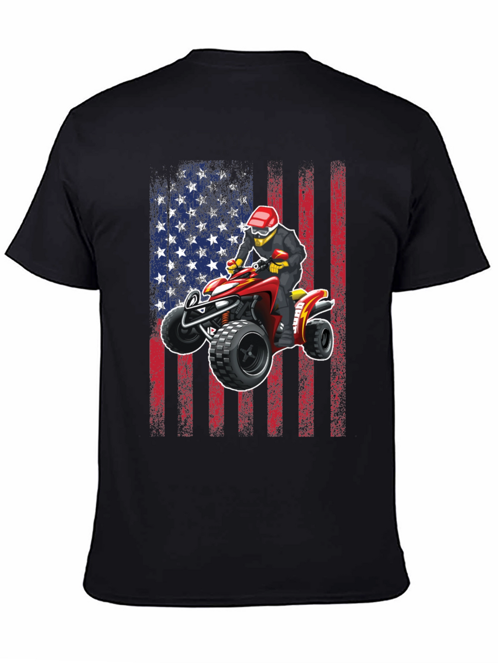 ATV Rider American Flag Graphic T-Shirt