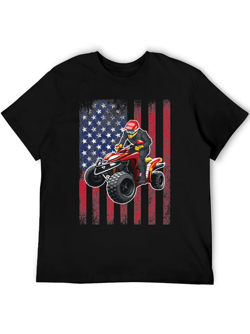 ATV Rider American Flag Graphic T-Shirt