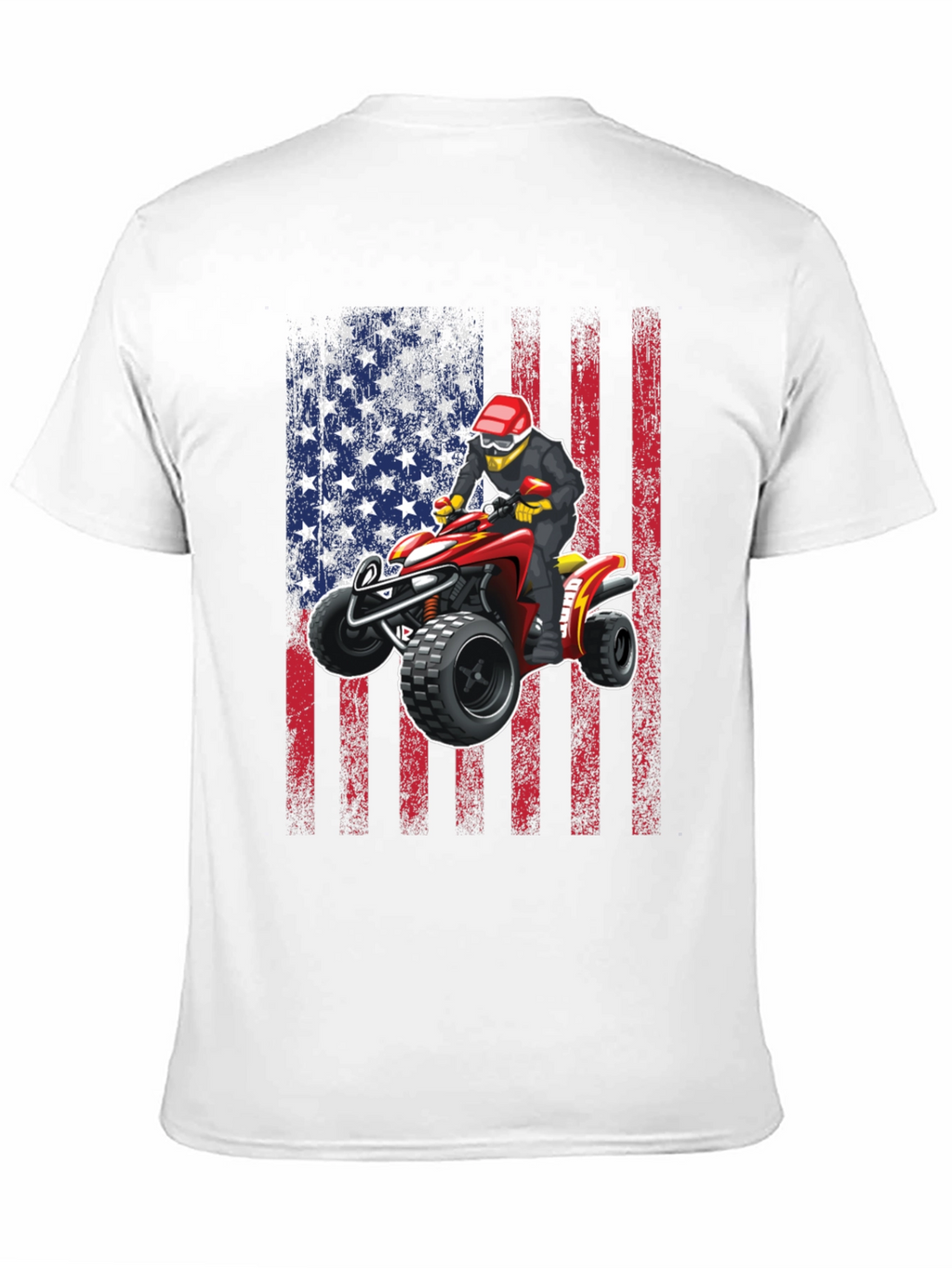 ATV Rider American Flag Graphic T-Shirt