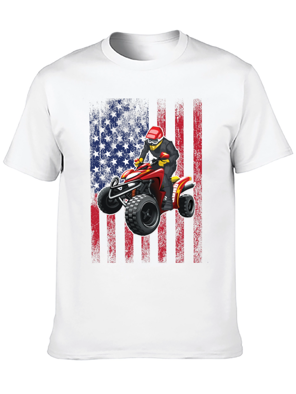 ATV Rider American Flag Graphic T-Shirt