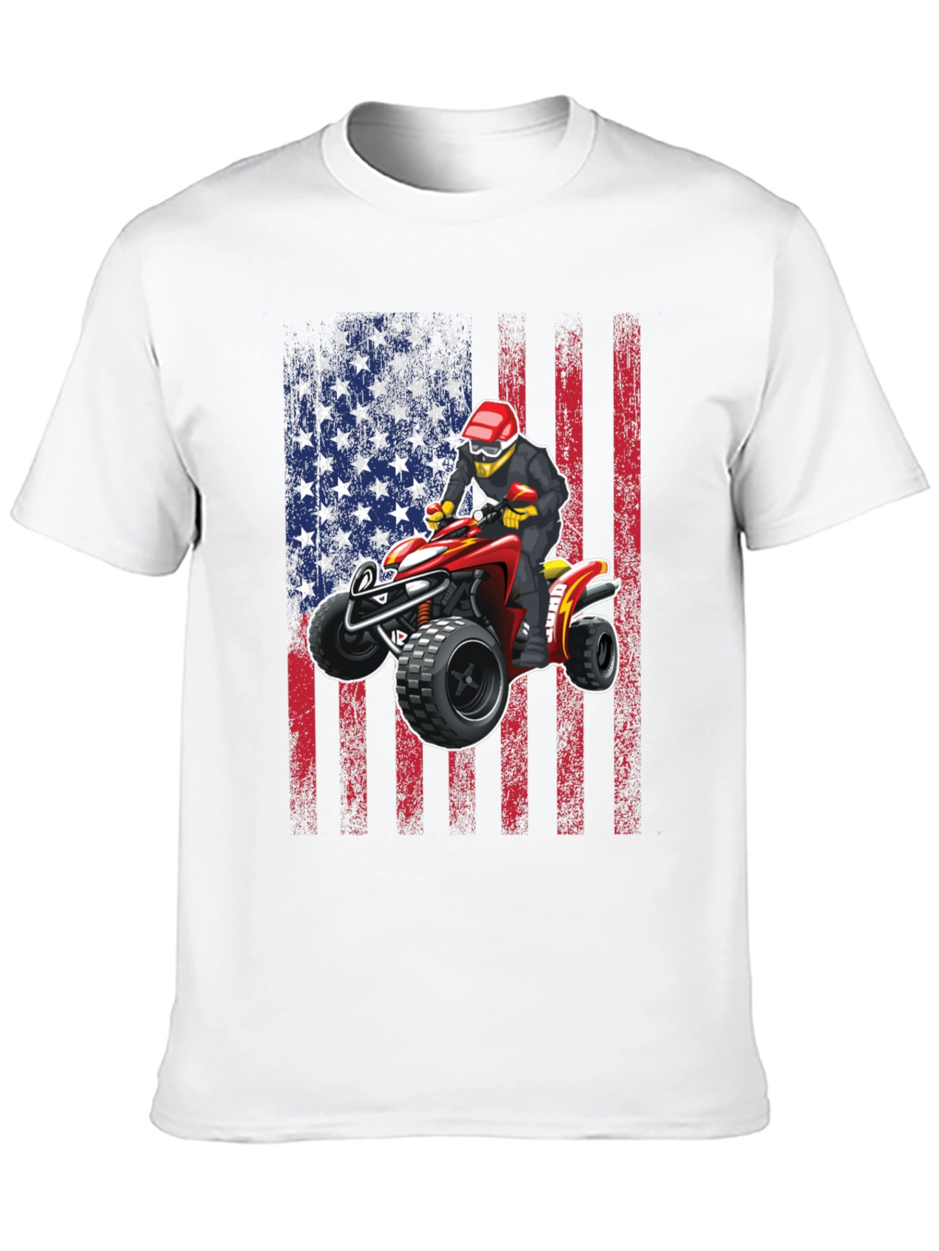 ATV Rider American Flag Graphic T-Shirt