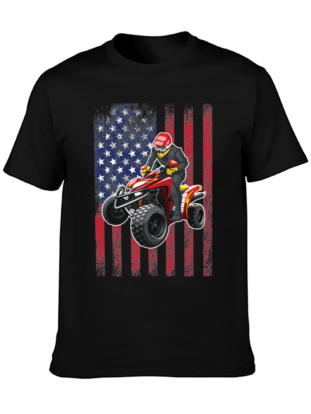ATV Rider American Flag Graphic T-Shirt