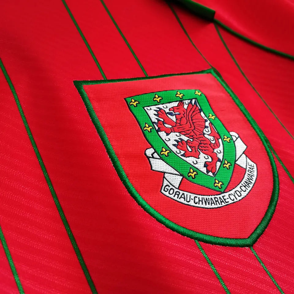 1994/96 Wales Home Red Retro Soccer Jersey Detail 4