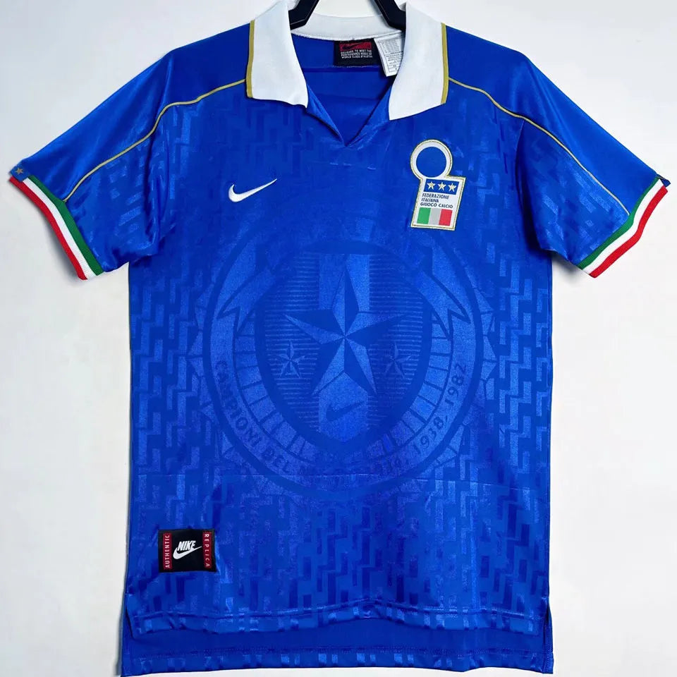 1995 Italy Home Blue Retro Soccer Jersey Front