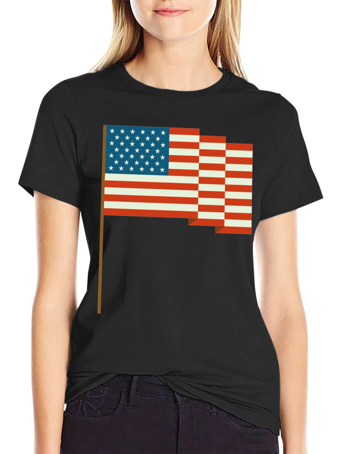 American Flag Pixel Art T-Shirt - Patriotic Style