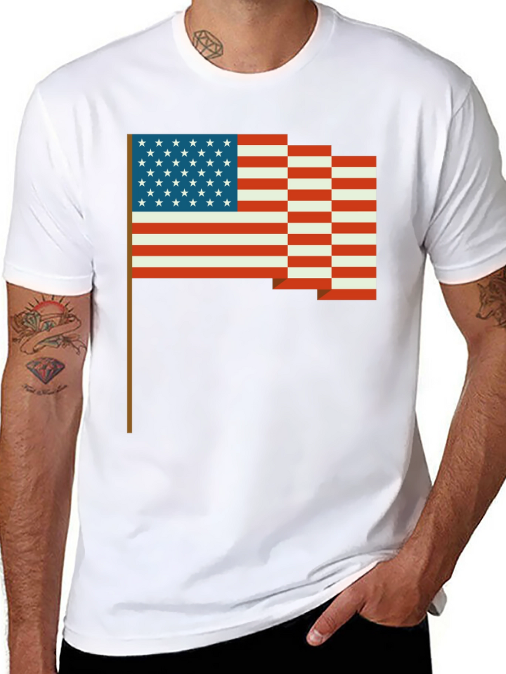 American Flag Pixel Art T-Shirt - Patriotic Style
